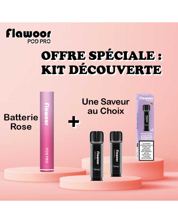 Offre Découverte Kit Bat. Rose + Cartouches - FLAWOOR POD PRO