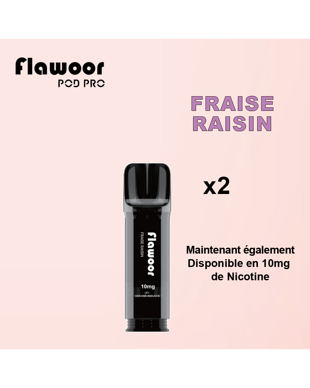 Cartouches Fraise Raisin / Lot de 2 - FLAWOOR POD PRO